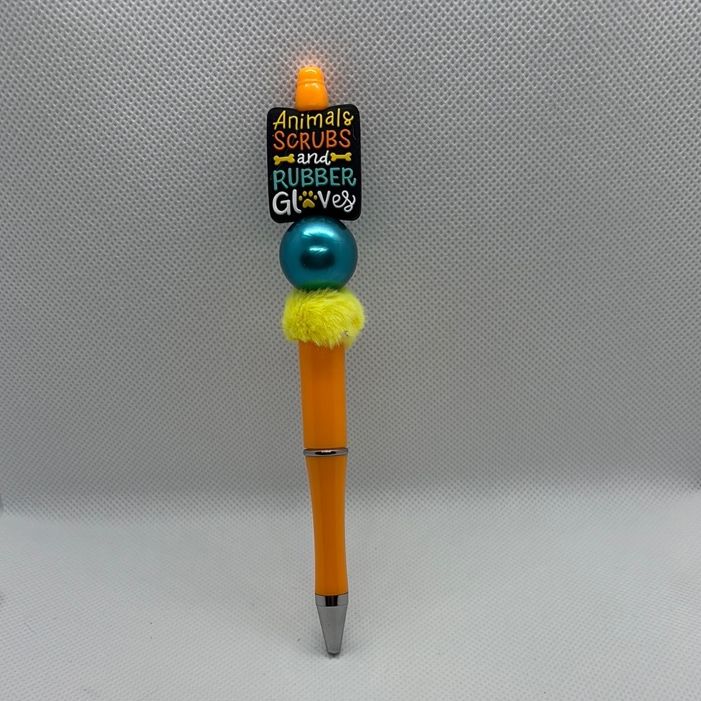 Handmade Focal Bead Orange and Blue Novelty Pen
